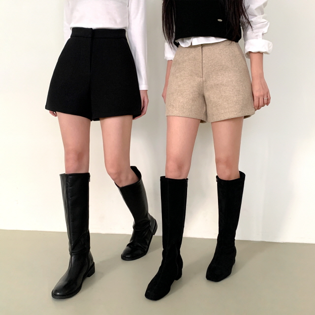 [MOMENT JOY/국내제작/S~XL💕] 원스 허리쏙 모직 베이직 하이웨스트 3부 도톰 하프 겨울 이너 반바지 슬랙스 숏팬츠 상세 이미지 55