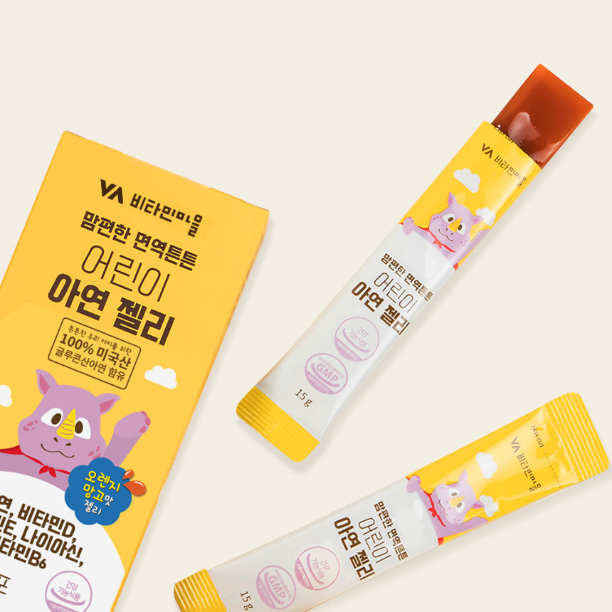 [3개월분] 비타민마을 맘편한 면역튼튼 5중복합기능성 어린이 아연젤리 15포, 6개