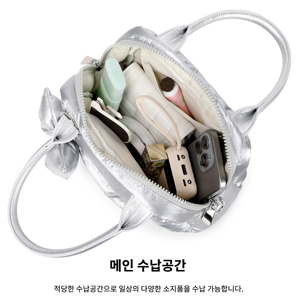 패딩 토트백 가벼운 미니 손가방 여성 핸드백 가죽 토트백 이미지 6
