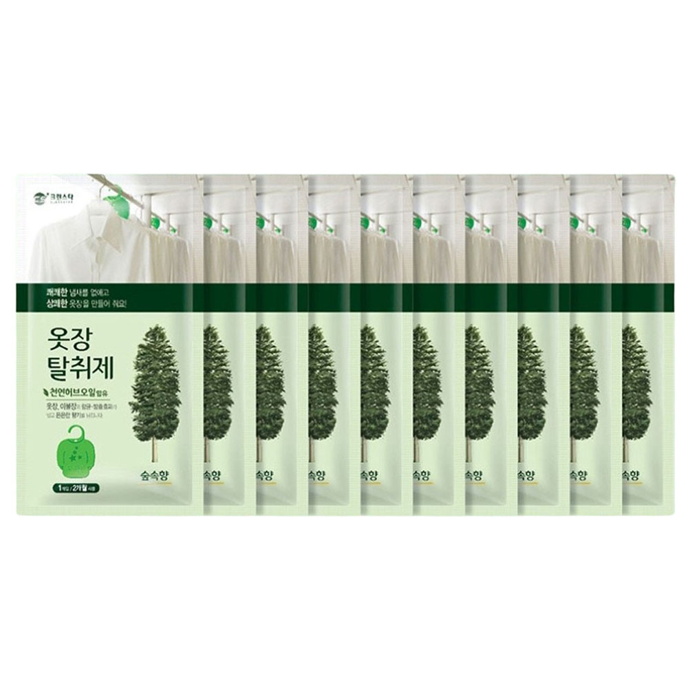 옷장방향제 탈취제 옷 곰팡이 냄새제거 본품 숲속향, 4g, 10개
