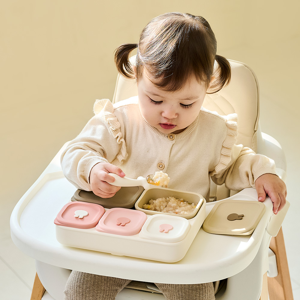 아띠래빗 아기 흡착식판 모듈형 실리콘 식판 유아 토핑이유식 소분 보관용기