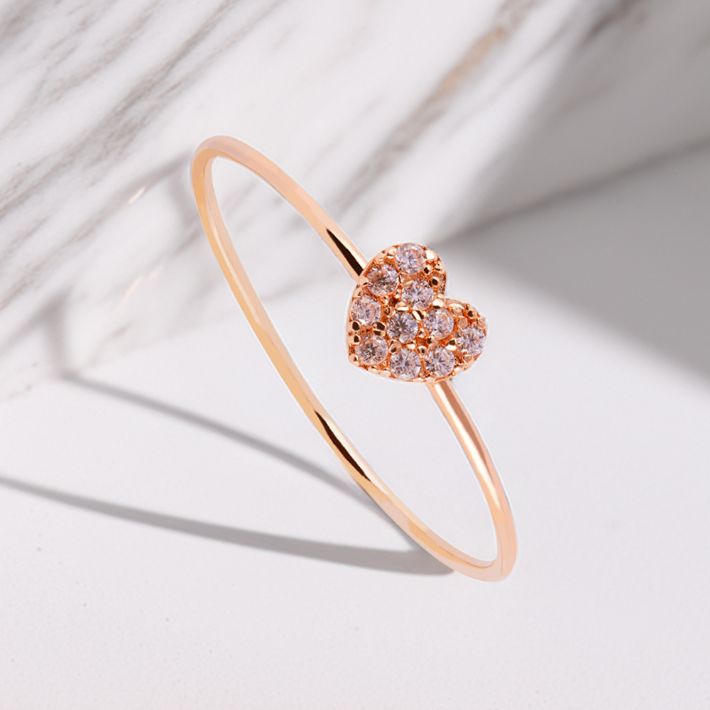 14K 롤리 하트 미스 링 금 실 반지