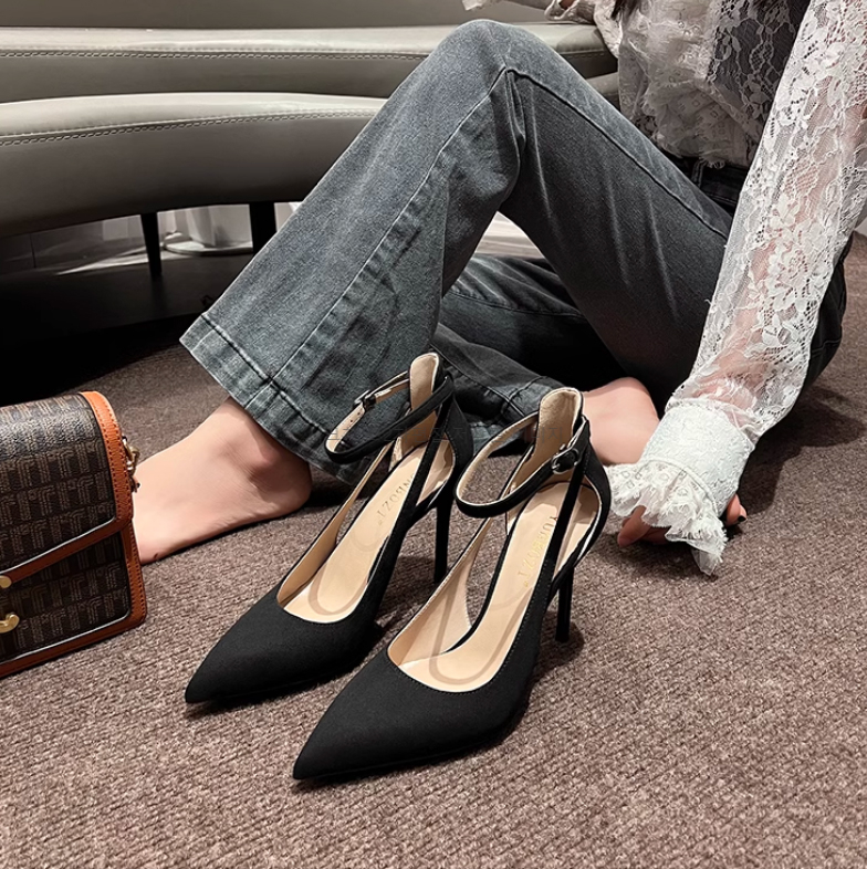 세루카 6,8,10cm 스웨이드 스틸레토 발목 스트랩 힐 1color 상세 이미지 7