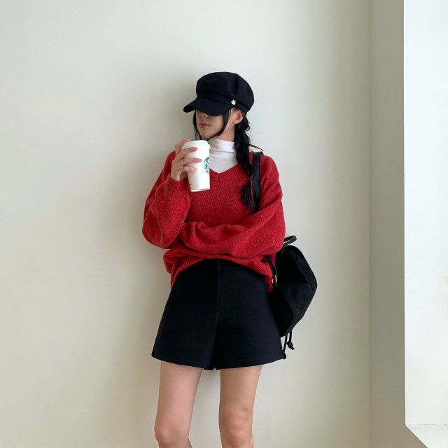 [MOMENT JOY/국내제작/S~XL💕] 원스 허리쏙 모직 베이직 하이웨스트 3부 도톰 하프 겨울 이너 반바지 슬랙스 숏팬츠 상세 이미지 50