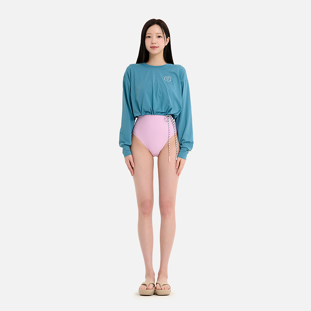위크나인 크롭 래쉬가드 여자 워터파크 수영복 상의 긴팔 루즈핏 나인 스트링 이미지 7