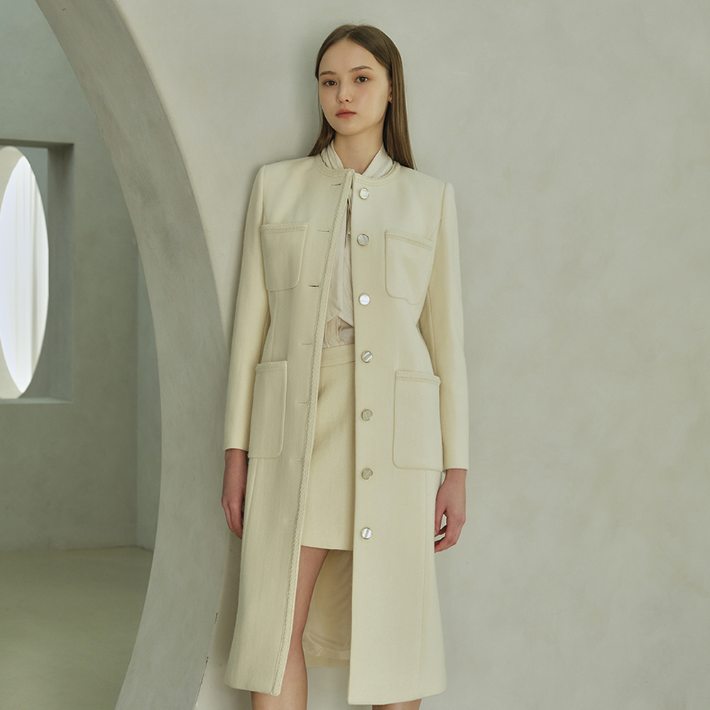 ELENA Round trimming coat (AW Hainsworth)_ivory 이미지 2