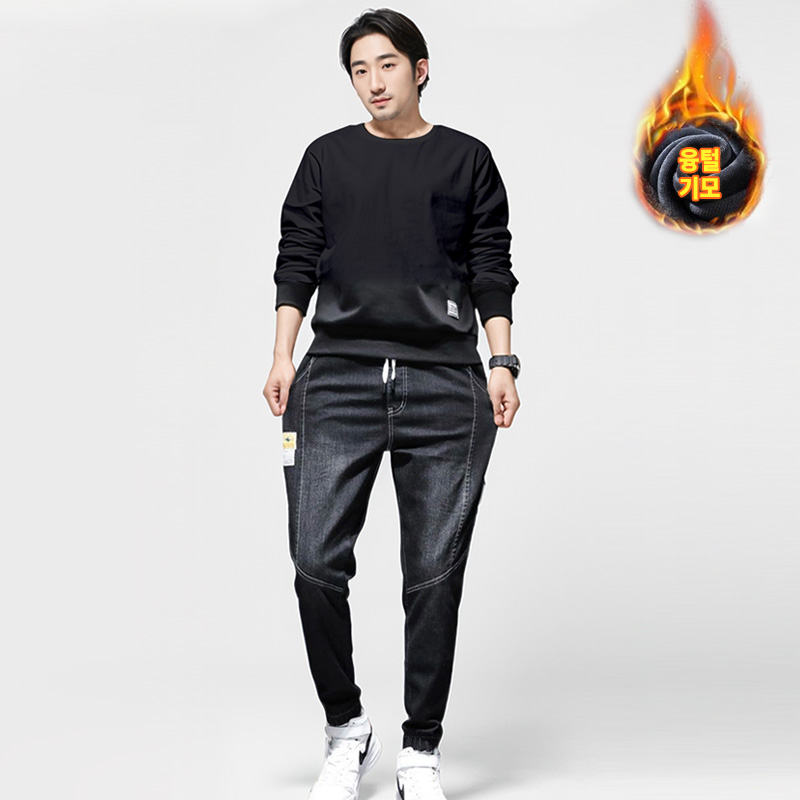1+1 남성 융털 기모 팬츠 조거 청바지 - 상품 이미지