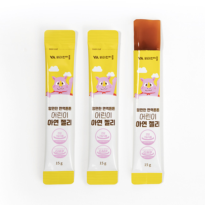 [3개월분] 비타민마을 맘편한 면역튼튼 5중복합기능성 어린이 아연젤리 15포, 6개