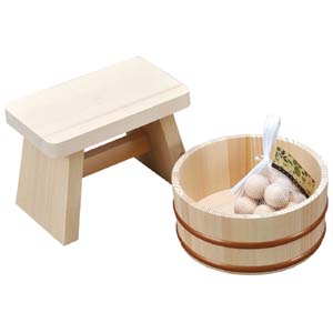 야마코 Yamaco 히노끼 편백나무 목욕 의자 세트 85947 - 메인 이미지