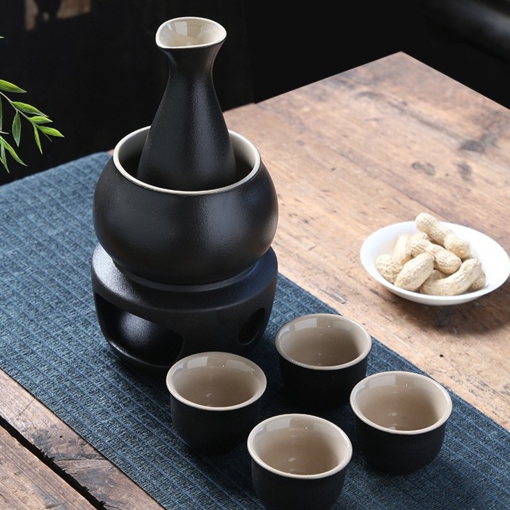 일본 사케잔 술잔 도쿠리 세트 도자기 술병 일식 컵 이자카야 세라믹 촛대 백색 조명 세트 - 상품 이미지