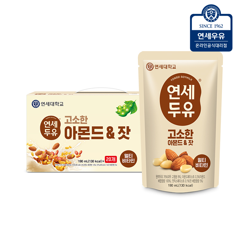 연세두유 아몬드 잣 두유 파우치 190ml, 20개 - 상품 이미지