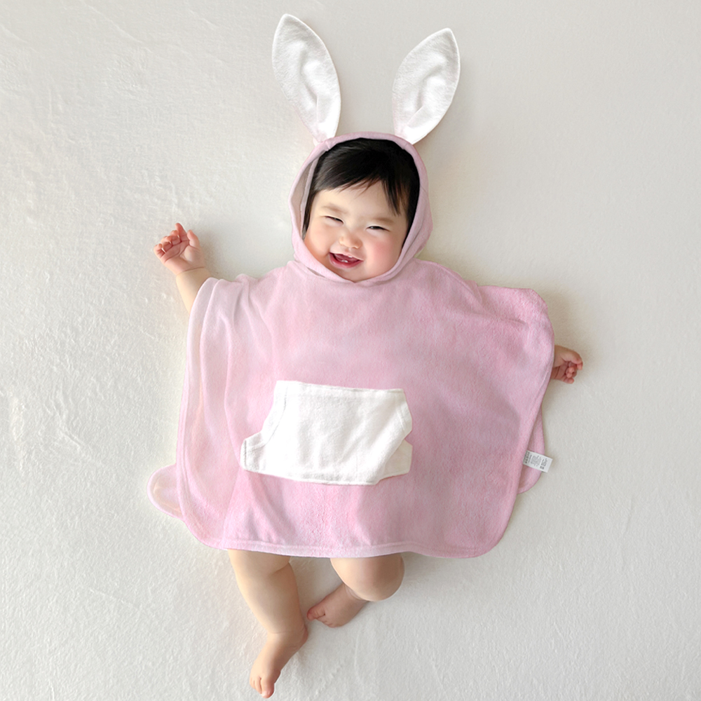 이키 순한 유아 아기 목욕 샤워 가운 포켓 밤부 타올 곰