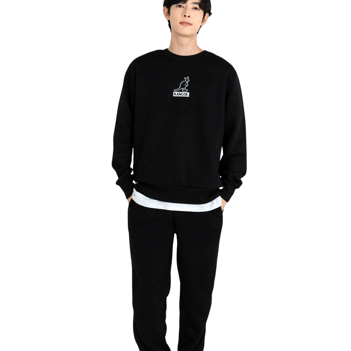 캉골 남녀공용 맨투맨 후드티 후드집업 블랙 K96215 빅로고 - 상세 이미지 2