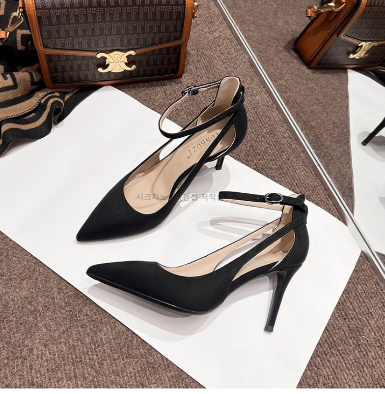 세루카 6,8,10cm 스웨이드 스틸레토 발목 스트랩 힐 1color 상세 이미지 10