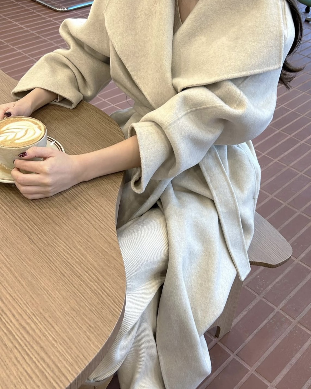 [Fabrit made](바로배송) 샌드 숄카라 핸드메이드 롱 코트 (오트밀) 상세 이미지 26