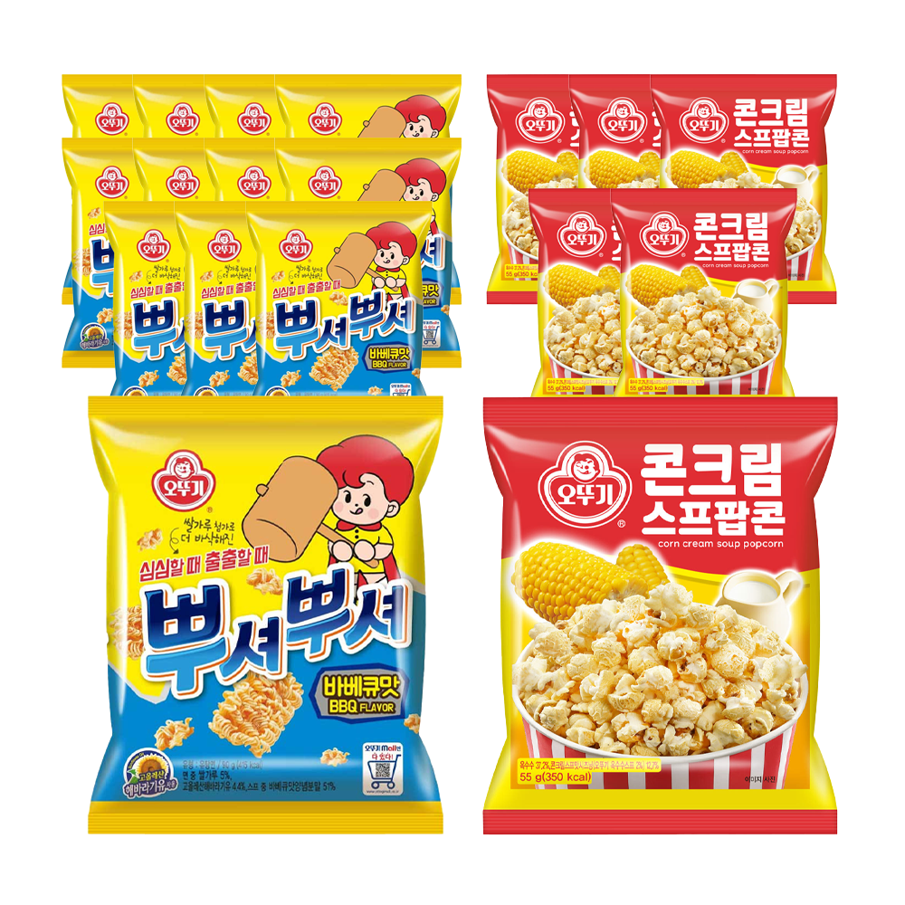 오뚜기 뿌셔뿌셔 바베큐맛 12개+콘크림스프팝콘 6개 외 7종 - 메인 이미지