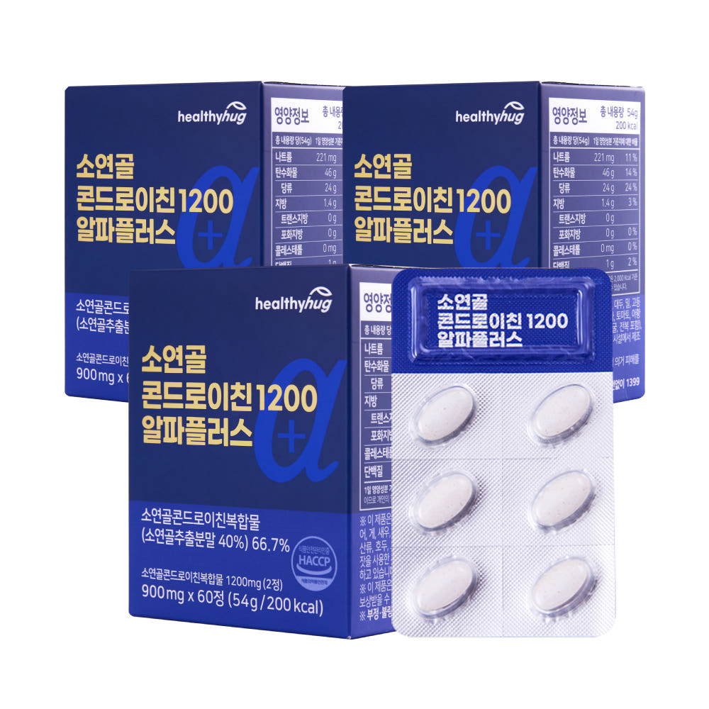 [홈쇼핑완판]  헬씨허그 소연골 콘드로이친 1200 알파플러스 60정, 3개