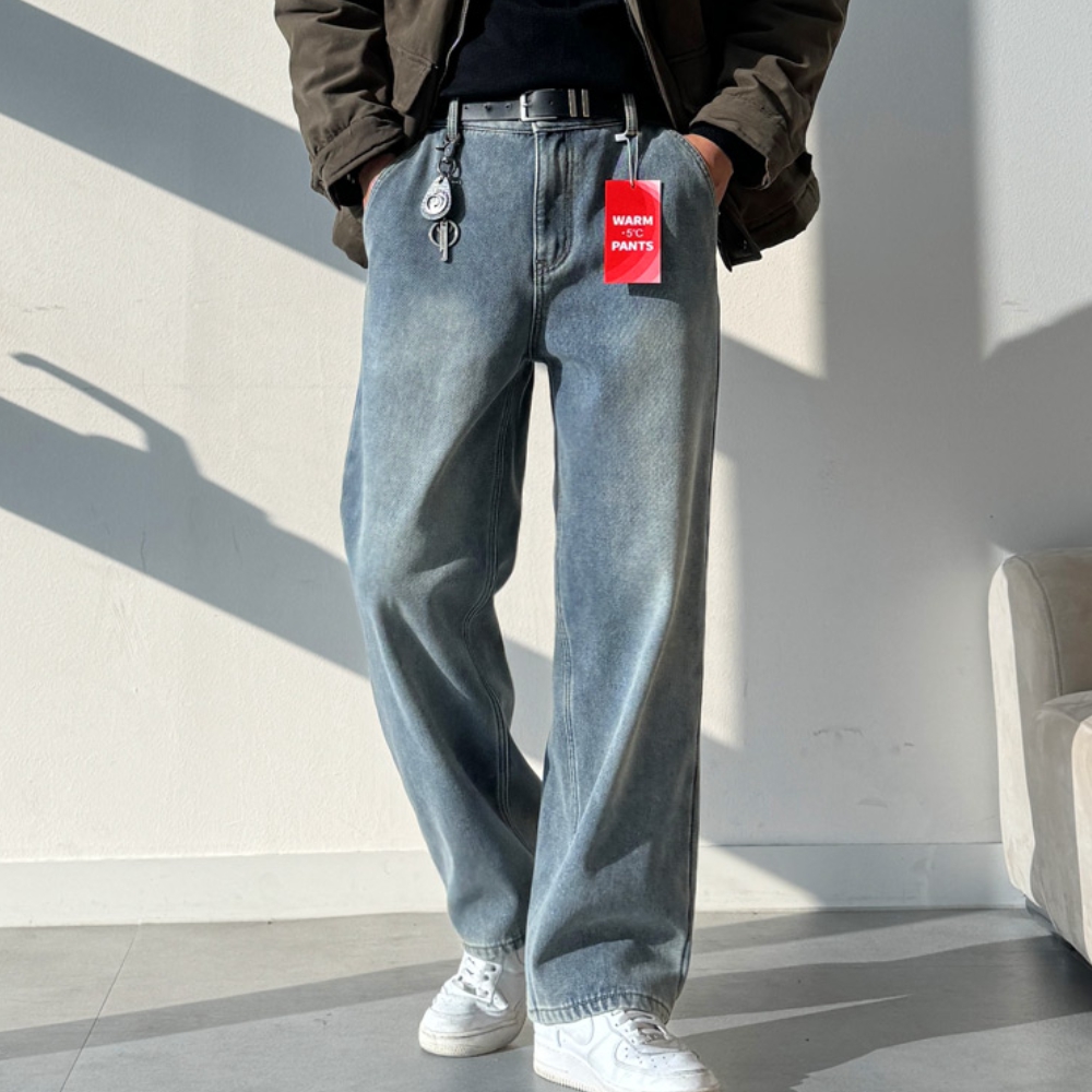 남자 틀랜 3단기장 사계절&융기모 샌드워싱 세미와이드 뒷밴딩 데님