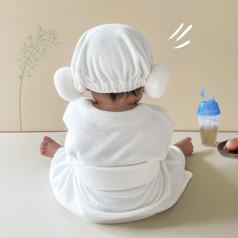 이키 순한 유아 아기 목욕 사워 양머리 가운 3종세트