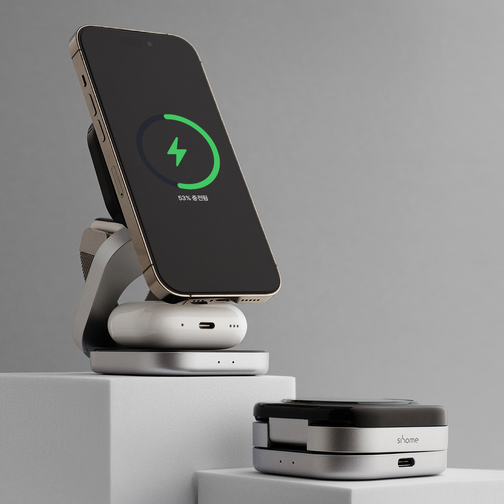 시홈 맥세이프 무선충전기 아이폰 애플워치 갤럭시 3in1 충전기