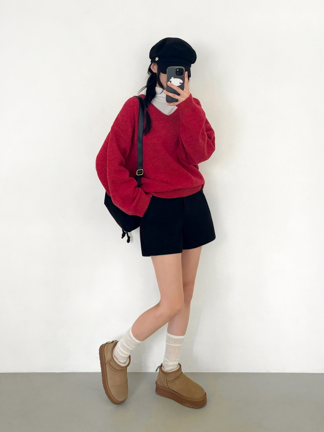 [MOMENT JOY/국내제작/S~XL💕] 원스 허리쏙 모직 베이직 하이웨스트 3부 도톰 하프 겨울 이너 반바지 슬랙스 숏팬츠 상세 이미지 41
