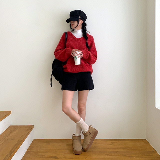 [MOMENT JOY/국내제작/S~XL💕] 원스 허리쏙 모직 베이직 하이웨스트 3부 도톰 하프 겨울 이너 반바지 슬랙스 숏팬츠 상세 이미지 48