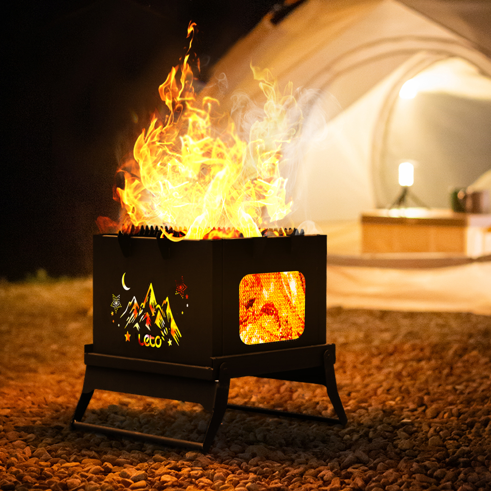 레토 오픈뷰 접이식 사각 캠핑 화로대 불멍 감성 바베큐그릴 LCP-FS05