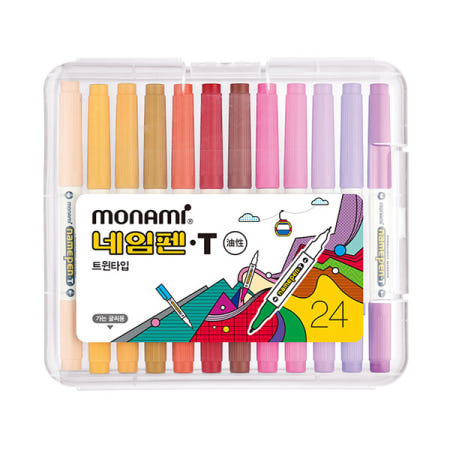 모나미 네임펜 T 24색세트 가는글씨용 중간글씨용 트윈타입
