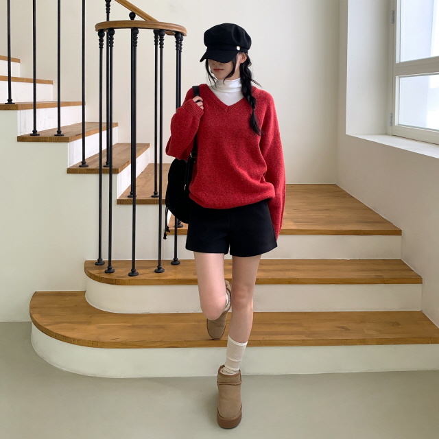 [MOMENT JOY/국내제작/S~XL💕] 원스 허리쏙 모직 베이직 하이웨스트 3부 도톰 하프 겨울 이너 반바지 슬랙스 숏팬츠 상세 이미지 46