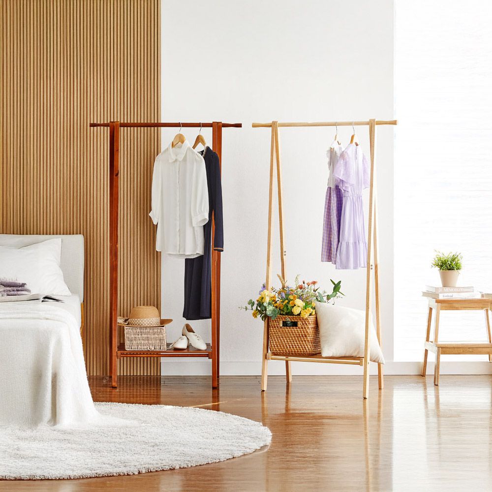 키코 접이식 사다리 행거 원목 이동식