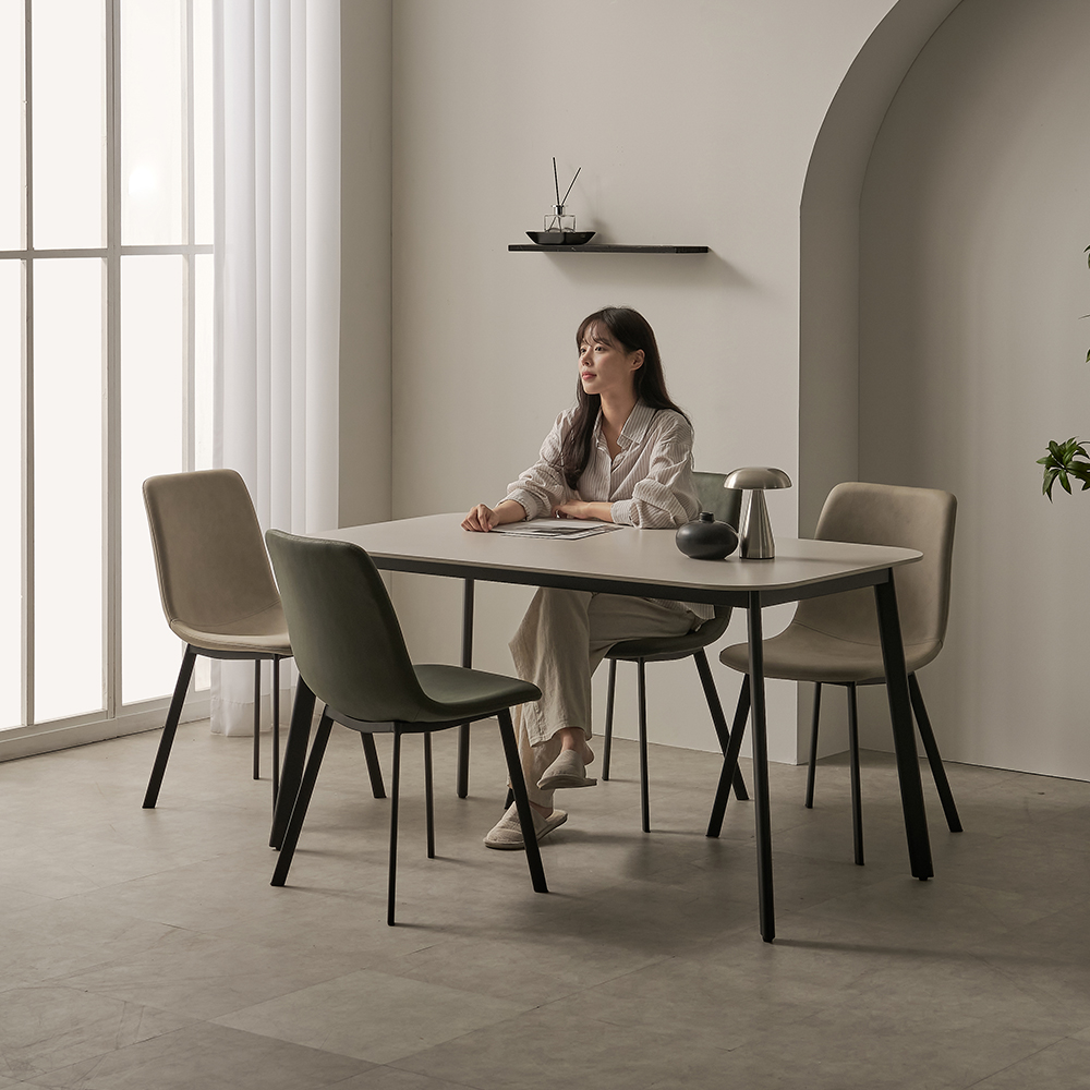 (N희망일&내림서비스) 럼블 12T 포세린 세라믹 4인용 식탁 의자 세트 1400 (의자4)