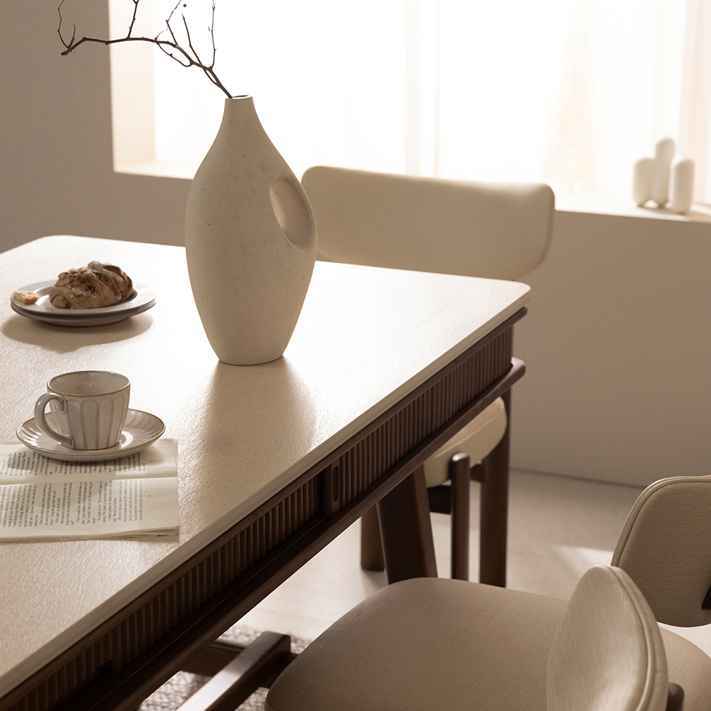 [4인 사각 식탁세트] 미코하임 비너스 18T 포세린 양면 세라믹 서랍형 수납형 원목 식탁세트 식탁+의자4, 1600mm, 사각(월넛)