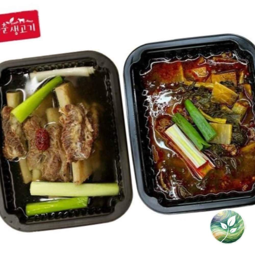 왕갈비탕 청춘 1.2kg 3팩+ 택1 1kg 옵션 얼큰장터국밥 : 청초들마켓텐