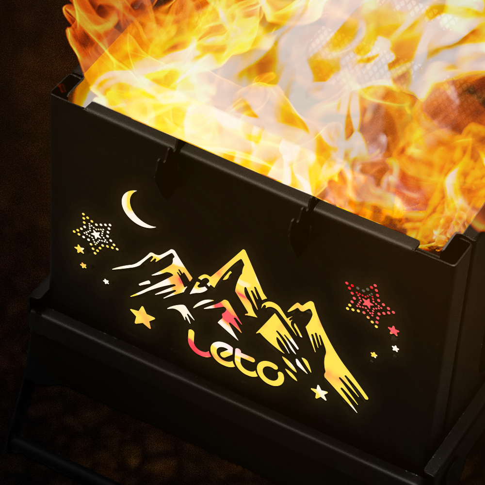 레토 오픈뷰 접이식 사각 캠핑 화로대 불멍 감성 바베큐그릴 LCP-FS05