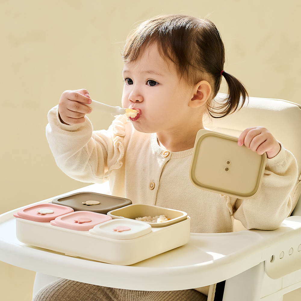 아띠래빗 아기 흡착식판 모듈형 실리콘 식판 유아 토핑이유식 소분 보관용기