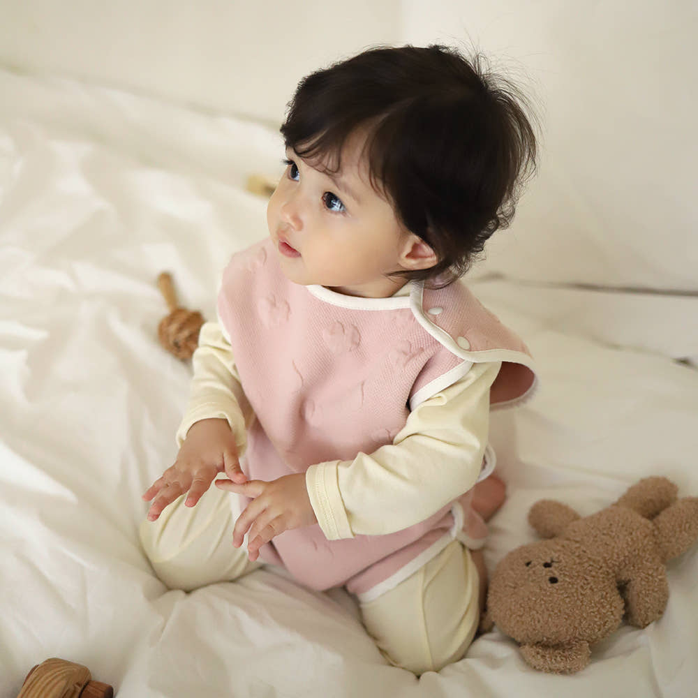 올포홈 하트 자가드 아기 수면조끼 가을 겨울 아동용 베이비 수면조끼 아이보리 스몰 - 상세 이미지 3