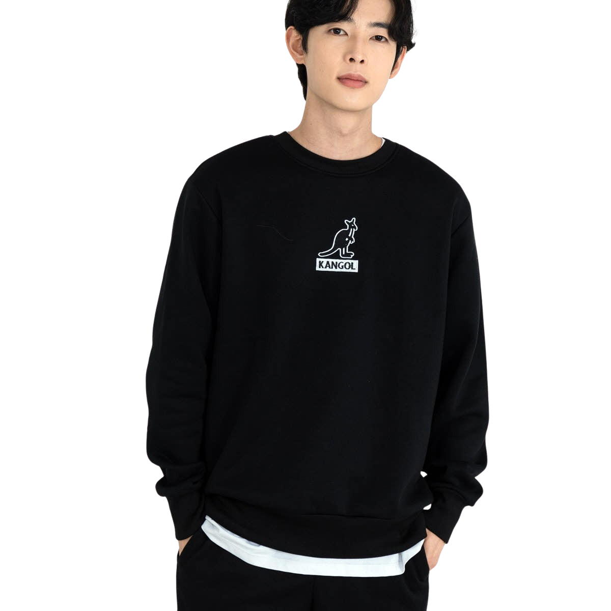 캉골 남녀공용 맨투맨 후드티 후드집업 블랙 K96215 빅로고 - 상세 이미지 3