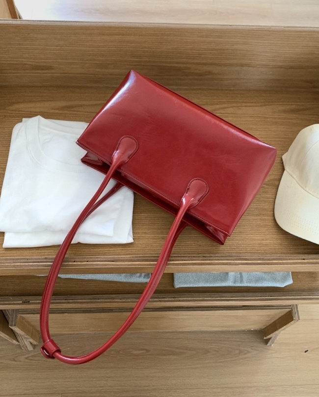 스퀘어 가죽 레더 무지 사각 숄더백 여성 직장인 출근가방 - 상세 이미지 3