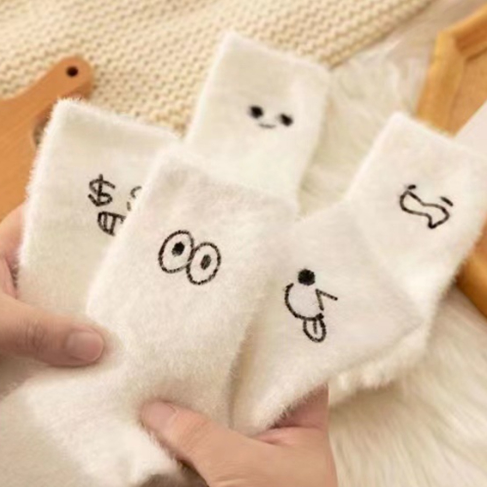 임산부양말 무압박 크리스마스 기모 밍크 융털 양말 5족세트 - 상품 이미지