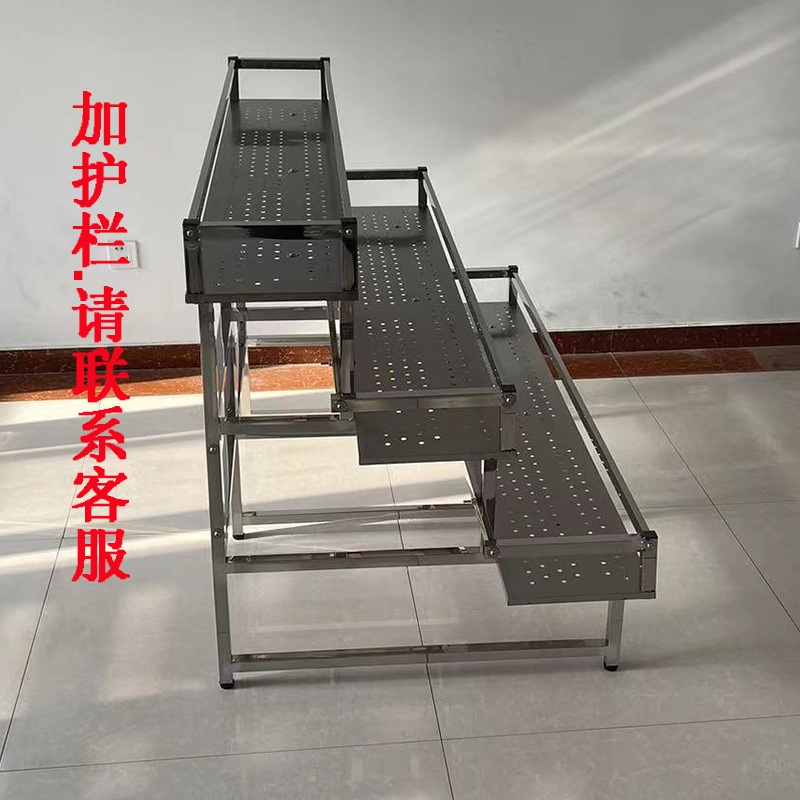화분정리대 받침대 스테인레스 다육이 다층 물빠짐 구멍뚫린 선반 2층 길이 100cm - 상세 이미지 2
