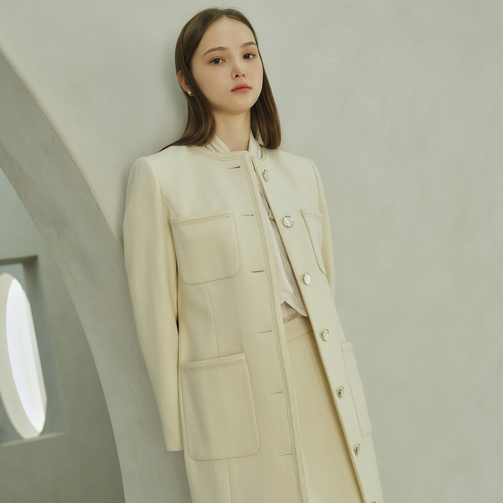 ELENA Round trimming coat (AW Hainsworth)_ivory 이미지 3