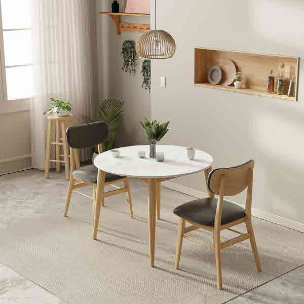 인트리 카페 루이 통세라믹 원목 라운드 2인 식탁세트