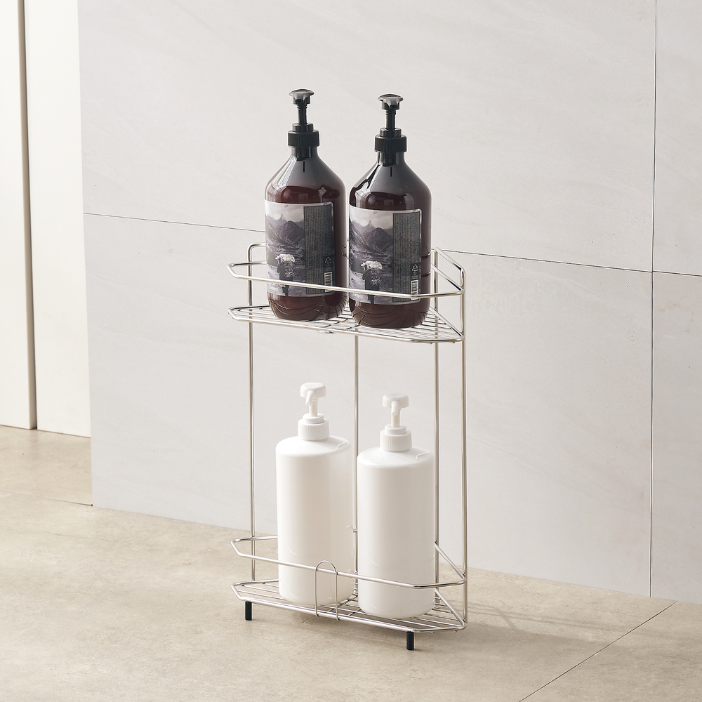 퓨어셀 흔들리지 않는 올스텐 수평 조절 욕실 화장실 코너 선반 2단