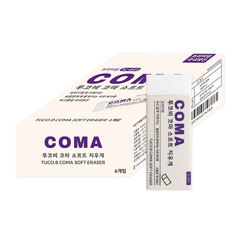 투코비 코마 소프트 지우개 TC-E01, 6개입 제품 이미지