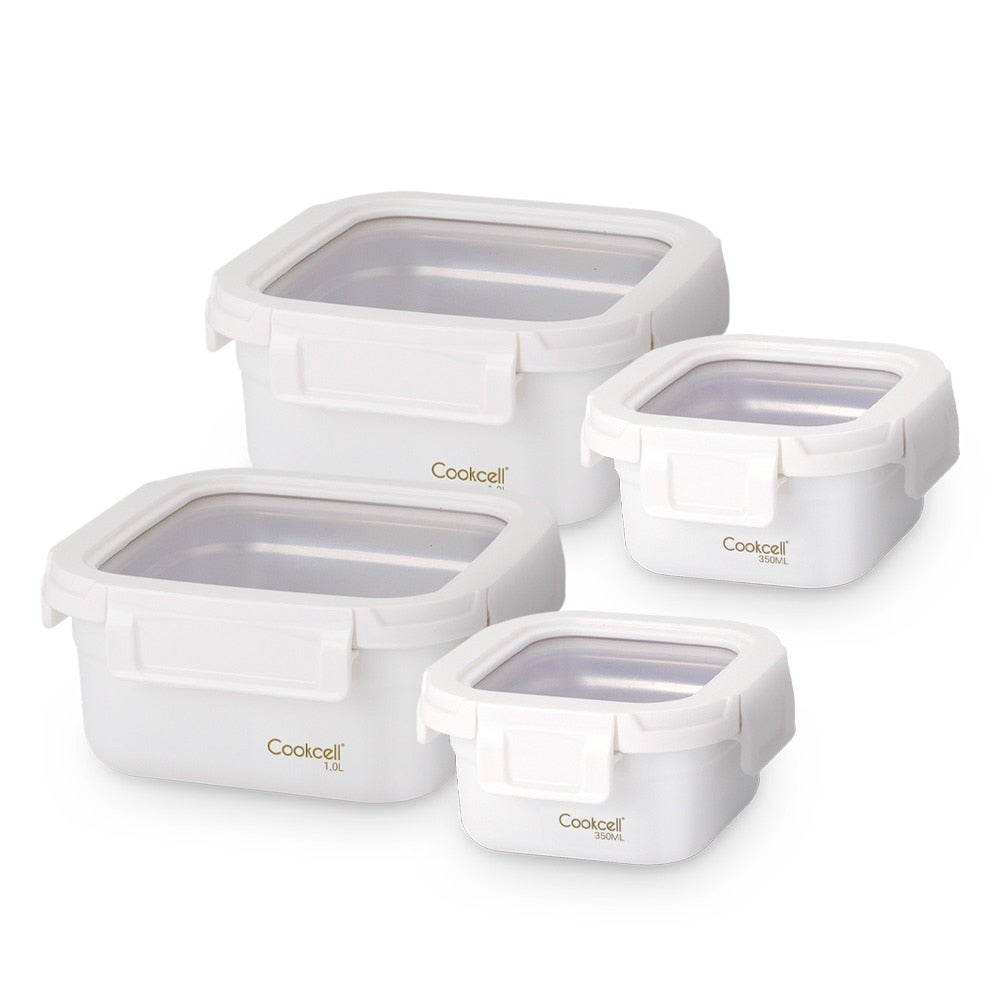 [N단독구성] 쿡셀 스텐 도시락 반찬통 밀폐용기 350ml & 1L 4P 세트 - 상세 이미지 4