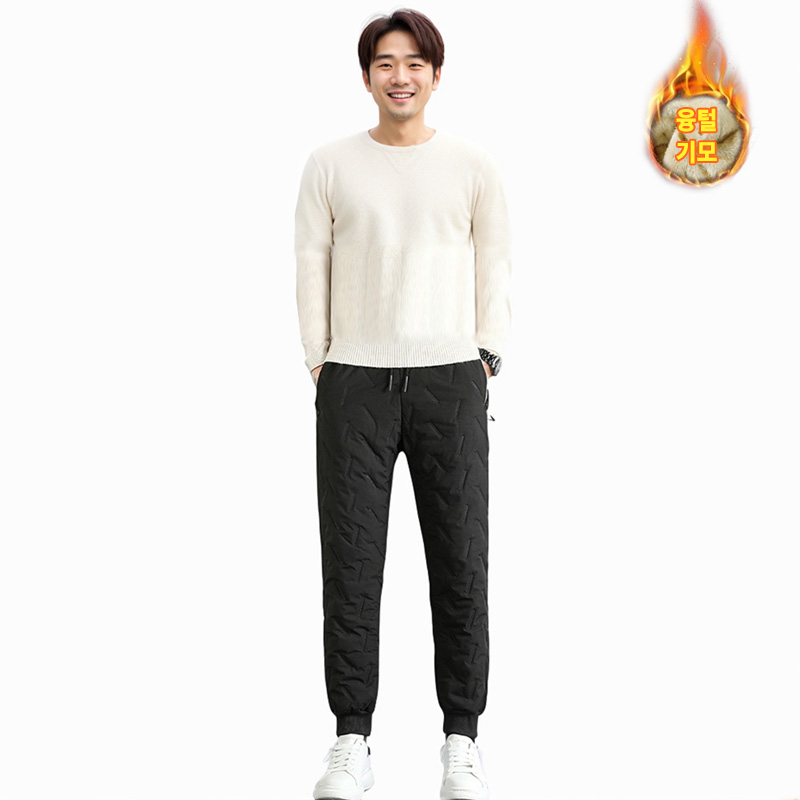 1+1 남성 융털 기모 바지 패딩 팬츠 - 상세 이미지 5