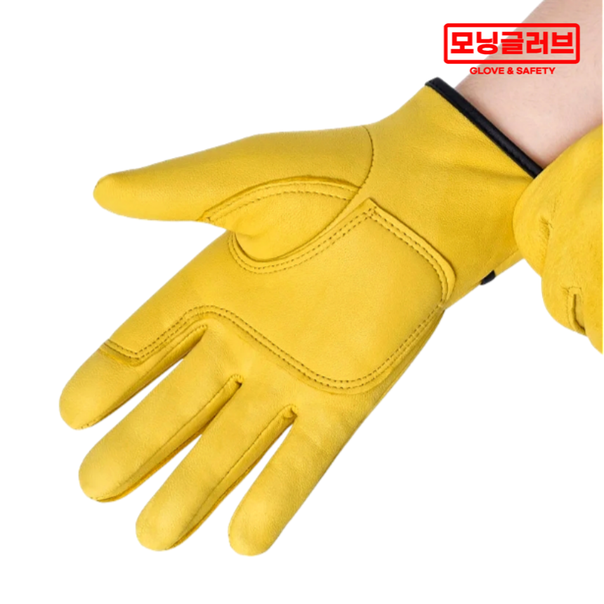 모닝글러브 알곤 티그 용접 가죽장갑 양피 노랑 이중덧댐 내피형 캠핑 정비 배관 작업