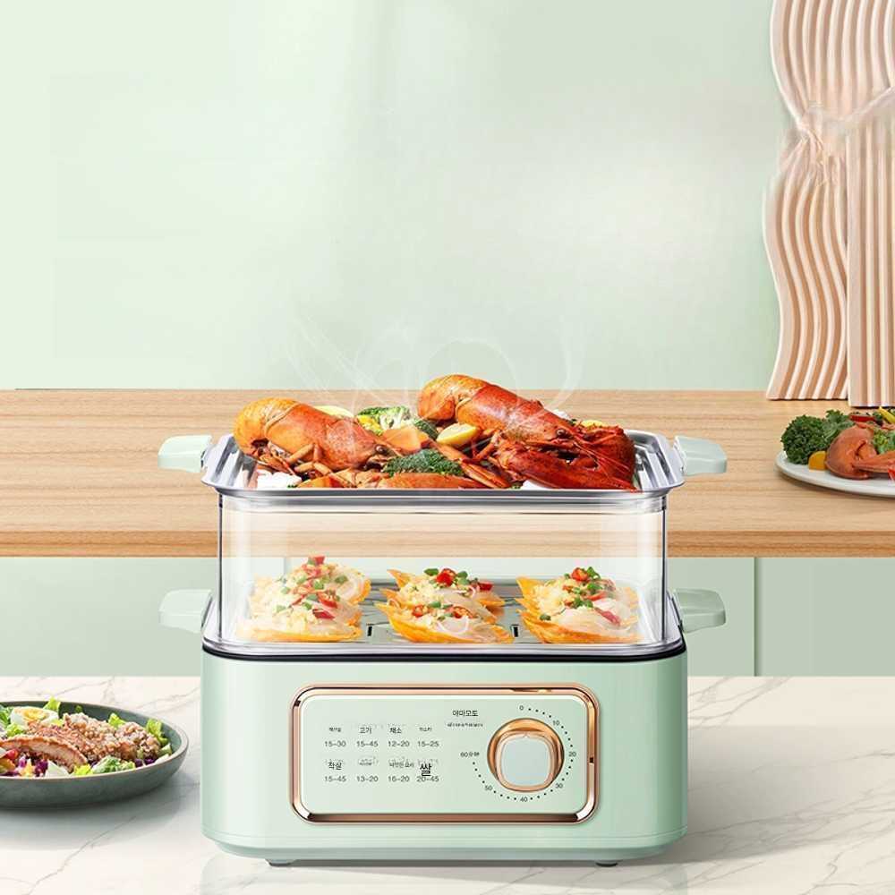 다기능 전기 찜통 대용량 냄비 요리 도구 주방 녹색 전기찜기 3층 10L - 상품 이미지