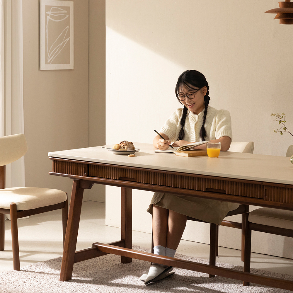 [4인 사각 식탁세트] 미코하임 비너스 18T 포세린 양면 세라믹 서랍형 수납형 원목 식탁세트 식탁+의자4, 1600mm, 사각(월넛)