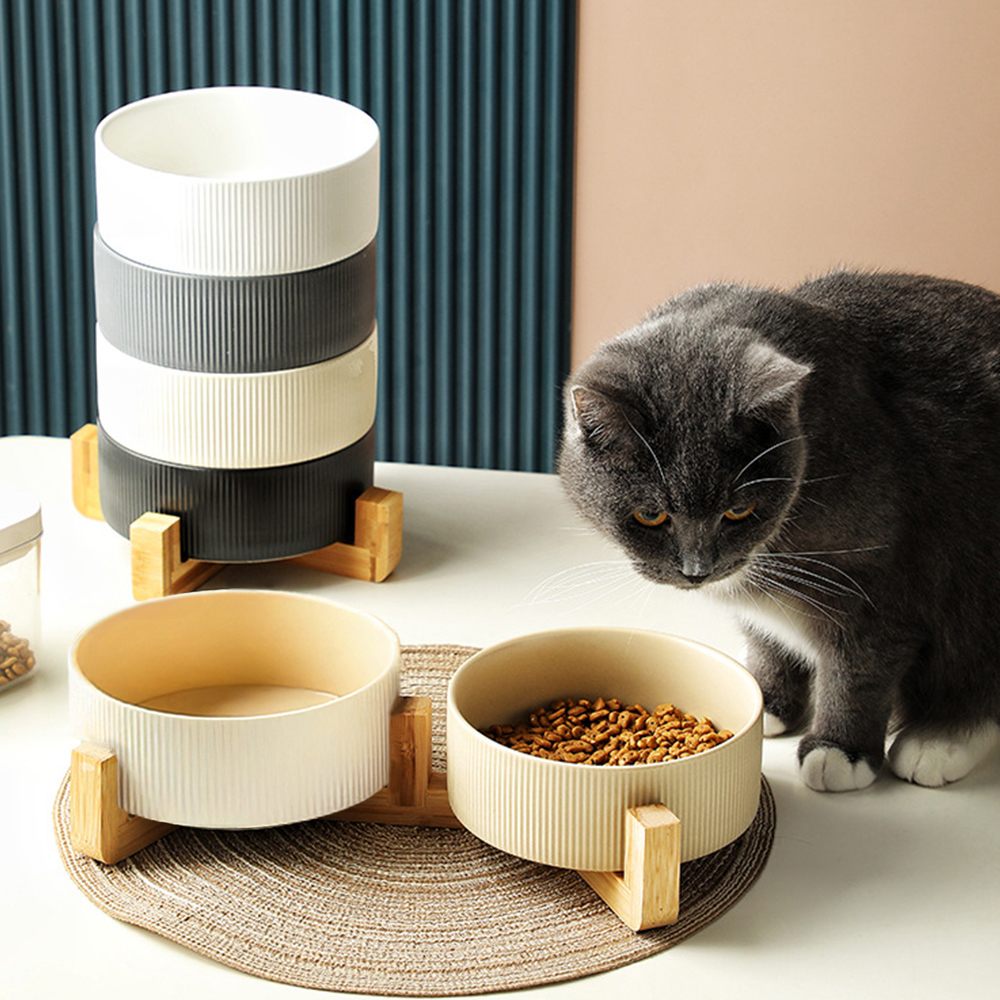 강아지밥그릇 고양이물그릇 개밥그릇 1구 대형견 애견식기 도자기 받침대세트